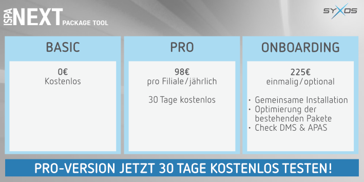 Ispa Next Package Tool Angebot